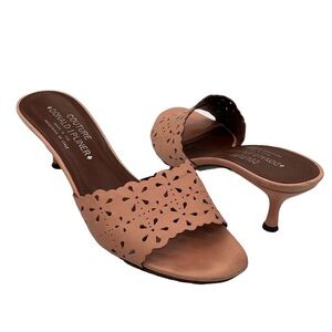 Donald J Pliner Tan Perforated Kitten Heel Sandals Size 9 Women’s